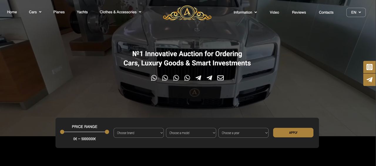 №1 Innovative Auction Innovative European Platform for Purchasing Cars, Luxury Goods, and Investment Assets with Maximum Value